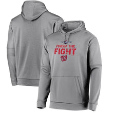 Load image into Gallery viewer, Washington Nationals Majestic 2019 World Series Bound Authentic Collection Dugout Pullover Hoodie - Gray MLB Pullover Hoodie