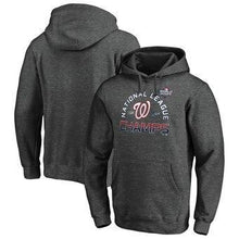 Load image into Gallery viewer, Washington Nationals  2019 National League Champions Locker Room Pullover Hoodie - Heather Charcoal MLB Pullover Hoodie