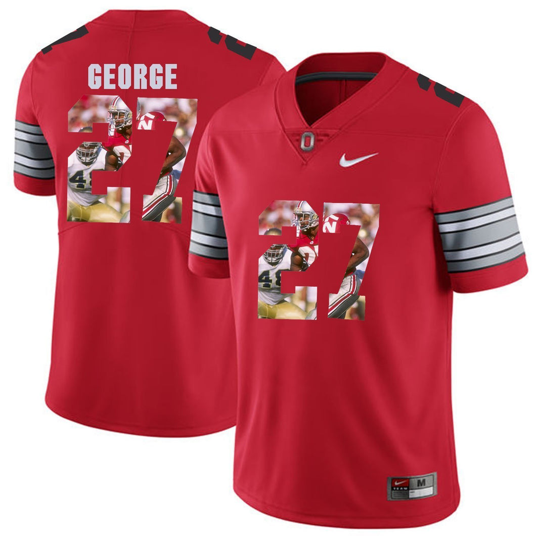 Ohio State George 27 Digital Art Red Football Jersey