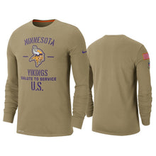 Load image into Gallery viewer, Vikings 2019 Salute To Service Tan Long Sleeve T-Shirt NFL Long Sleeve