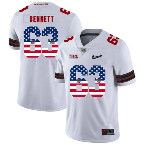 Ohio State Michael Bennett Iv 63 American Flag White 1 Football Jersey