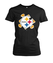 Load image into Gallery viewer, Pittsburgh-Steelers Puzzle Collection T-Shirt 2018 - Ladies Tee