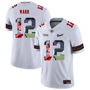 Ohio State Denzel Ward 12 Digital Art White 1 Football Jersey