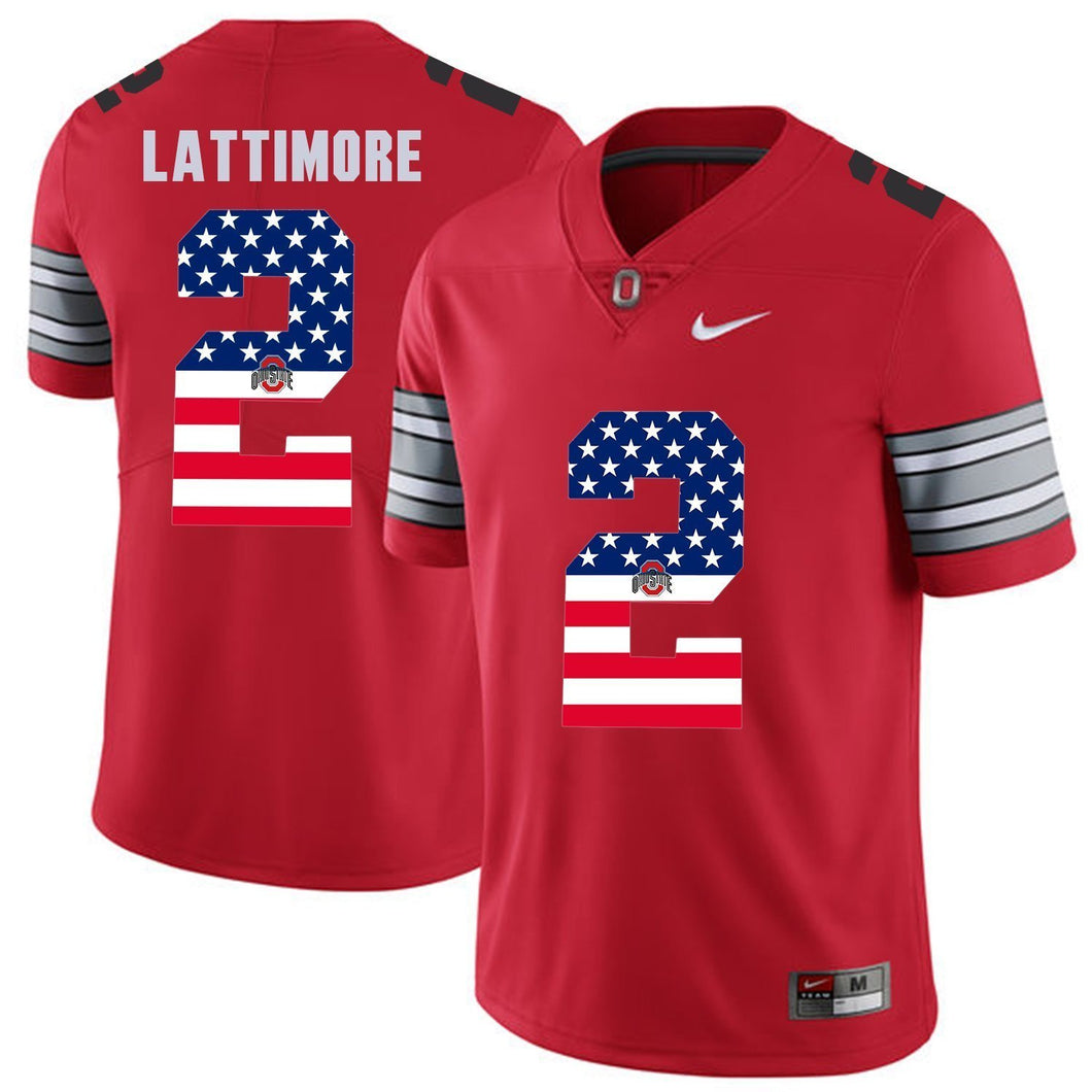 Ohio State Lattimore 2 Red American Flag Football Jersey