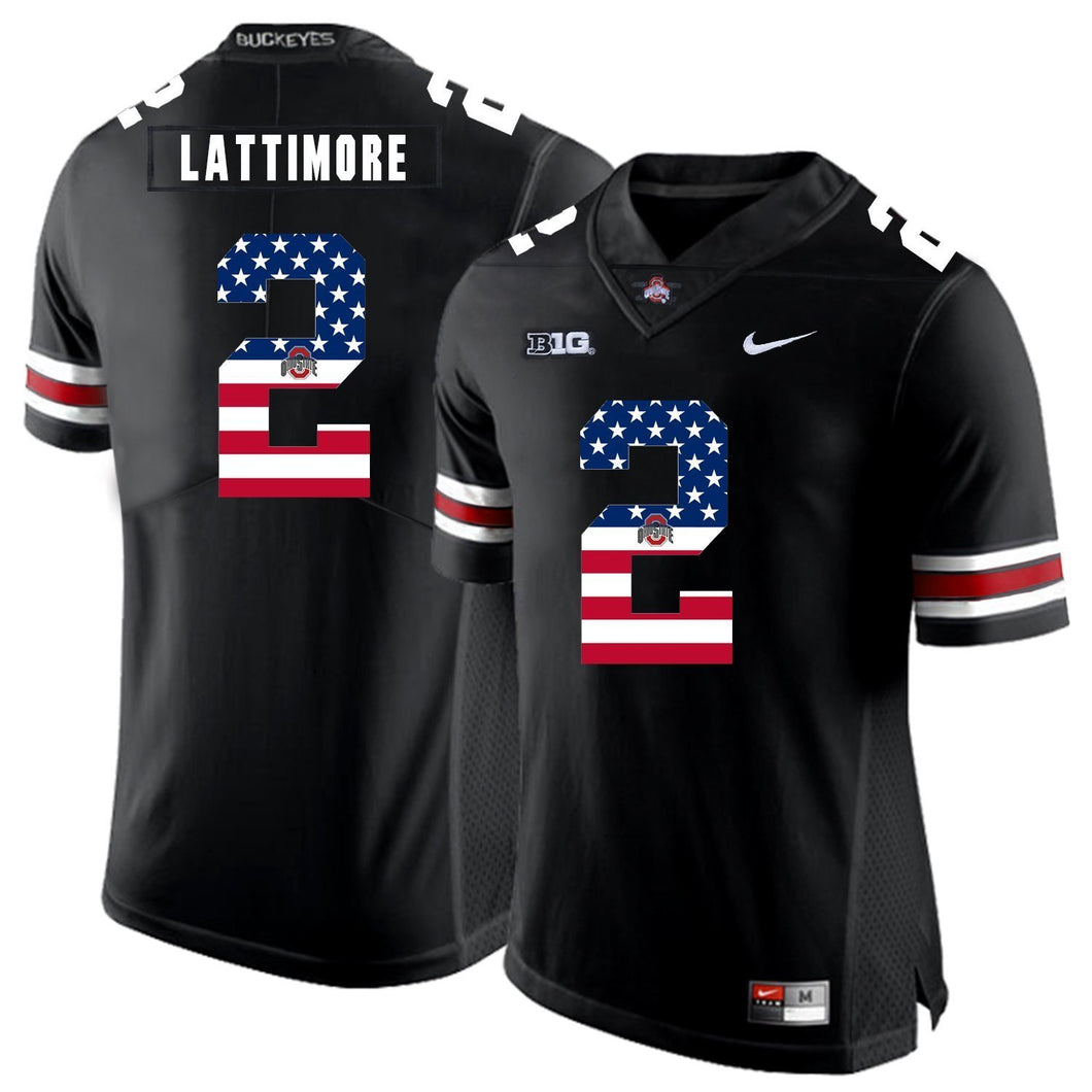 Ohio State Marshon Lattimore 2 American Flag Black 2 Football Jersey