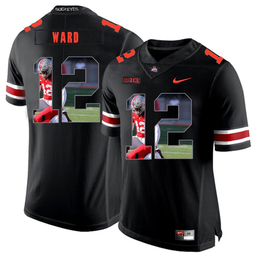 Ohio State Denzel Ward 12 Digital Art Black 1 Football Jersey