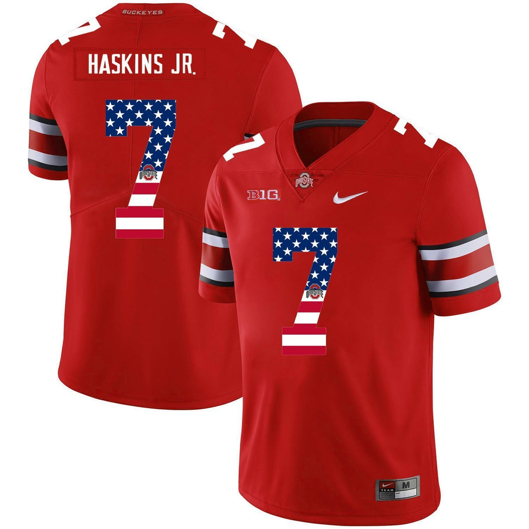 Ohio State Dwayne Haskins 7 American Flag Red 3 Football Jersey