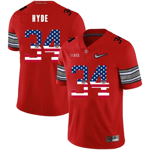 Ohio State Carlos Hyde 34 American Flag Red 1 Football Jersey