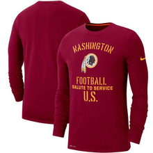 Load image into Gallery viewer, Washington Redskins Nike 2019 Salute To Service Sideline Performance Long Sleeve Shirt - Burgundy - NFL Long Sleeve