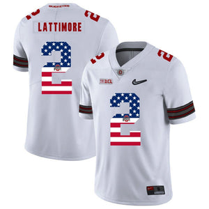 Ohio State Marshon Lattimore 2 American Flag White 1 Football Jersey