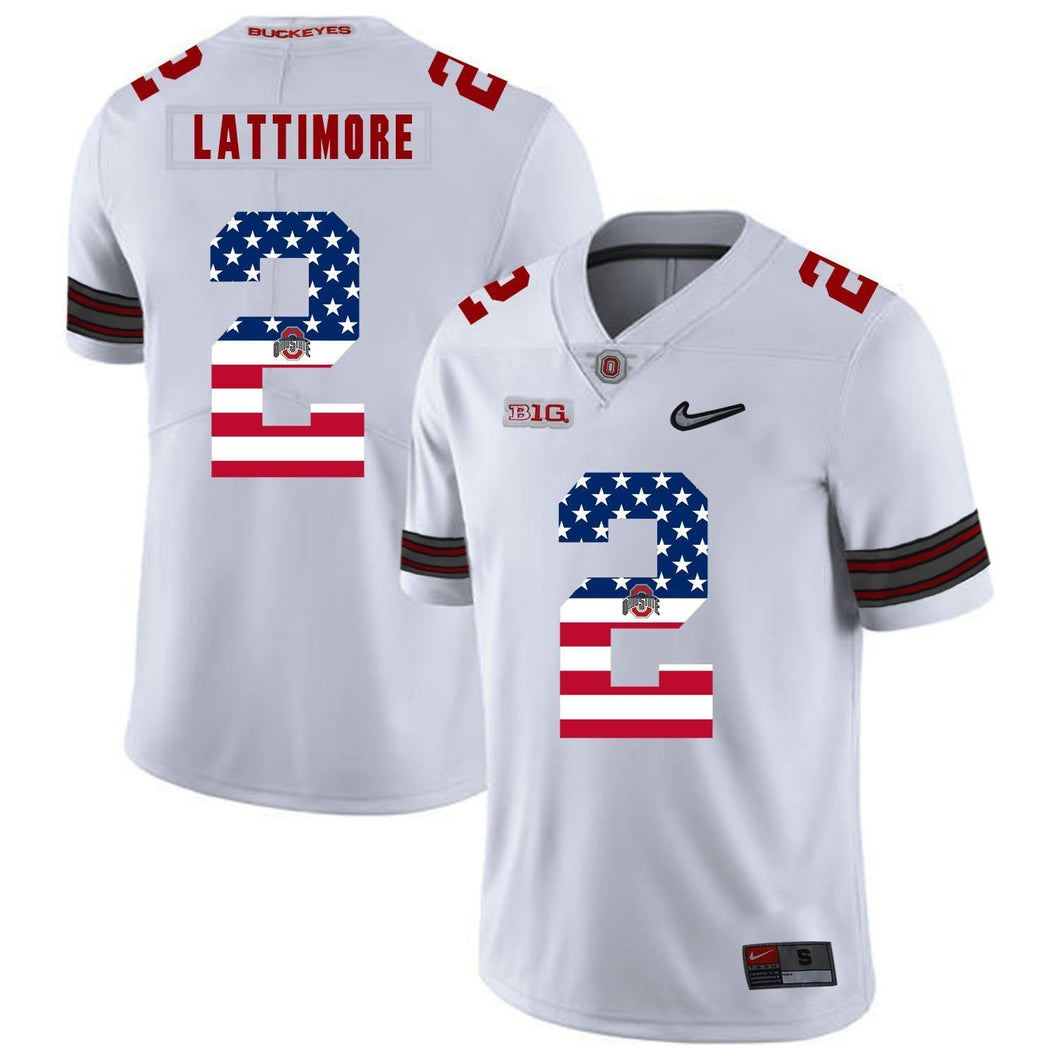 Ohio State Marshon Lattimore 2 American Flag White 1 Football Jersey