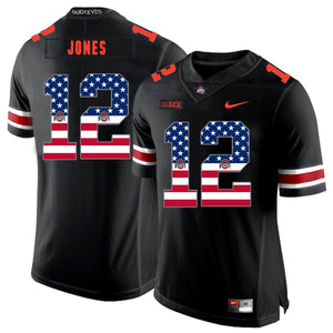 Ohio State Cardale Jones 12 American Flag Black 1 Football Jersey