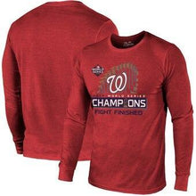 Load image into Gallery viewer, Washington Nationals Majestic Threads 2019 World Series Champions Locker Room Long Sleeve T-Shirt - Red MLB T-shirt