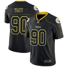 Load image into Gallery viewer, Steelers #90 Wattlights Out Black Color Rush Limited Jersey - NFL Jersey