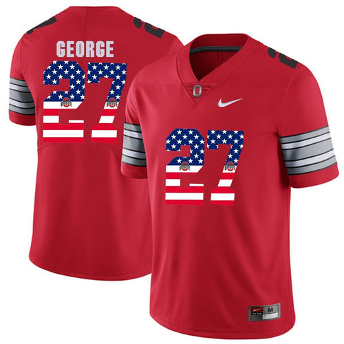 Ohio State George 27 Red American Flag Football Jersey