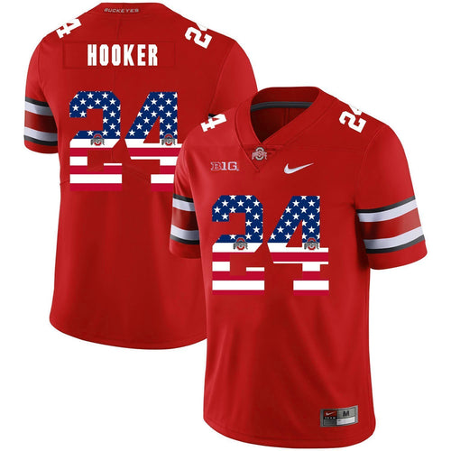 Ohio State Malik Hooker 24 American Flag Red 3 Football Jersey