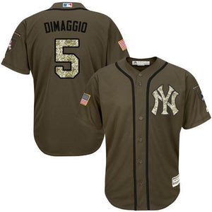 Yankees 5 Joe Dimaggio Green Salute To Service Stitched Mlb Jerseyy