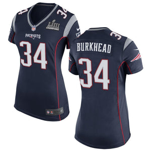 Women's Rex Burrkhead #34 New England Patriots Super Bowl Liii Champions Patch 2019 - Navy