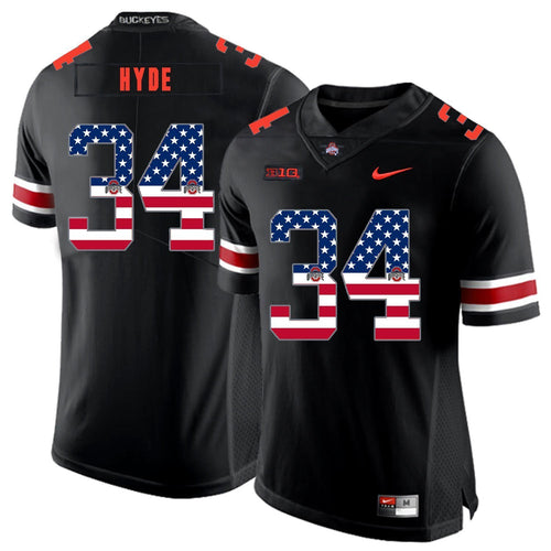 Ohio State Carlos Hyde 34 American Flag Black 1 Football Jersey