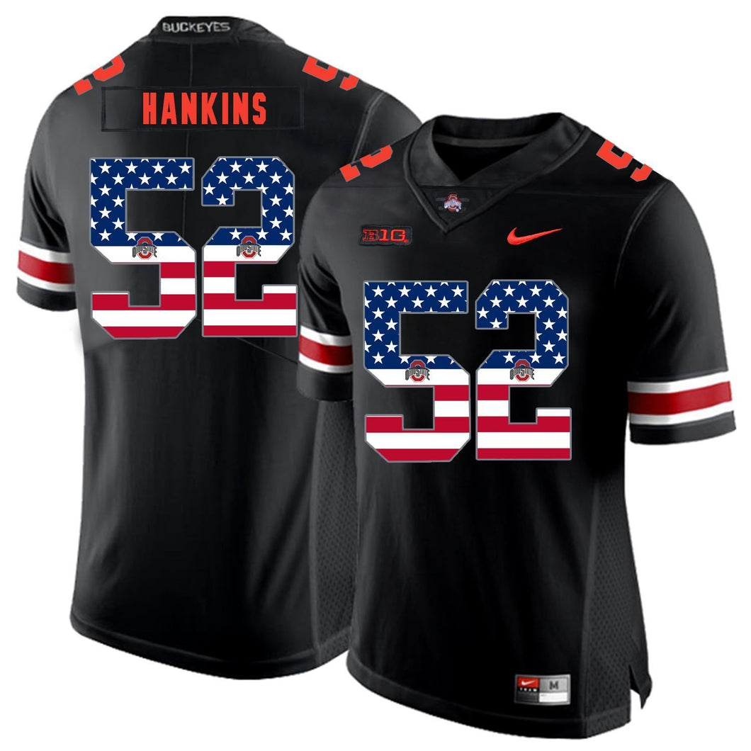 Ohio State Johnathan Hankins 52 American Flag Black 1 Football Jersey