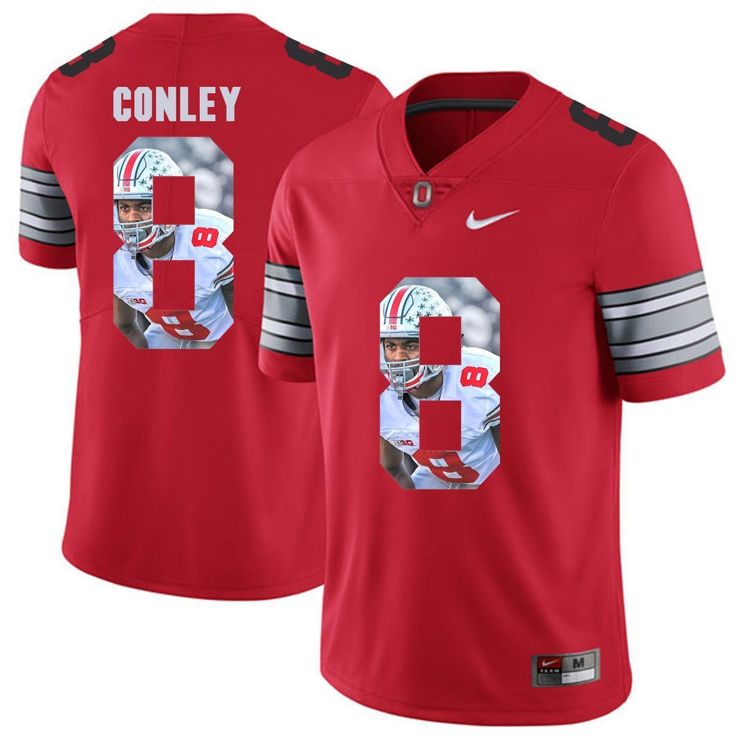 Ohio State Conley 8 Digital Art Red Football Jersey