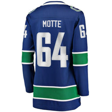 Load image into Gallery viewer, Tyler Motte Vancouver Canucks  Women's Home Breakaway Player Jersey - Blue NHL Women Jersey