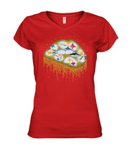 Load image into Gallery viewer, Pittsburgh-Steelers Twinkle Lips Tshirt - Ladies V-Neck