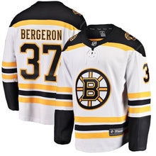 Load image into Gallery viewer, Patrice Bergeron Boston Bruins Away Breakaway Player Jersey - White NHL Jersey
