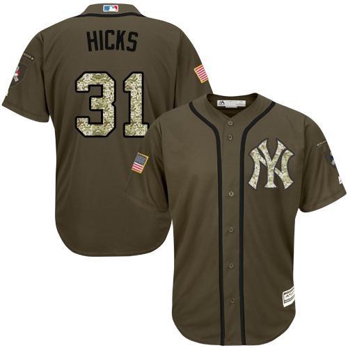 Yankees 31 Aaron Hicks Green Salute To Service Stitched Mlb Jerseyy