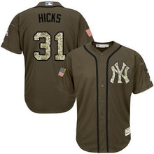 Load image into Gallery viewer, Yankees 31 Aaron Hicks Green Salute To Service Stitched Mlb Jerseyy