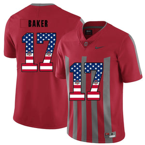 Ohio State Jerome Baker 17 American Flag Red 2 Football Jersey