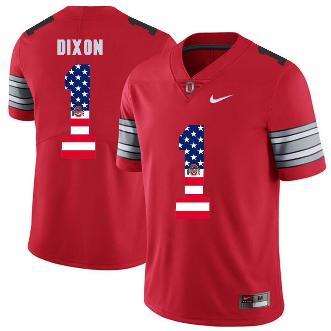 Ohio State Dixon 1 Red American Flag Football Jersey