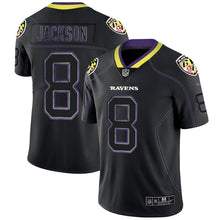 Load image into Gallery viewer, Ravens #8 Jacksonlights Out Black Color Rush Limited Jersey - NFL Jersey