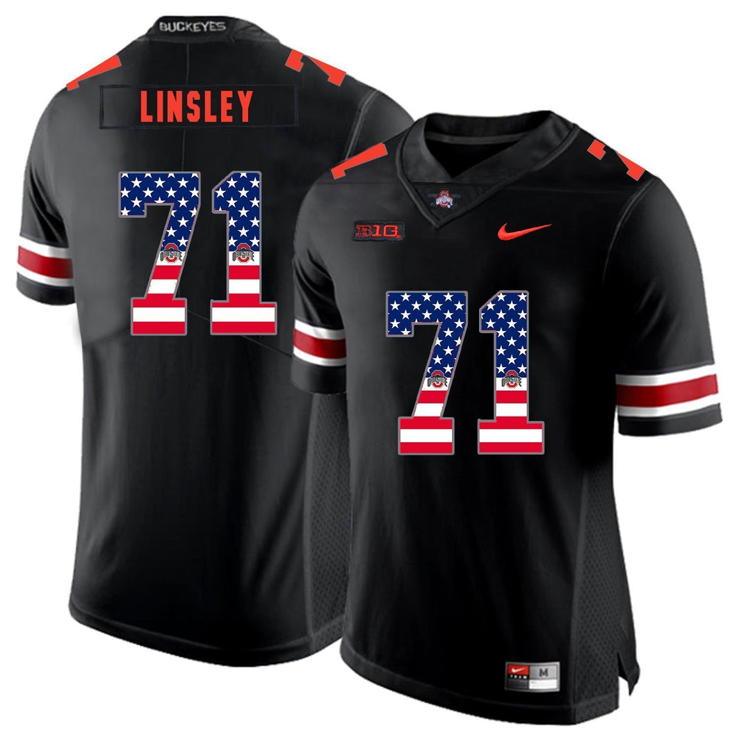 Ohio State Corey Linsley 71 American Flag Black 1 Football Jersey