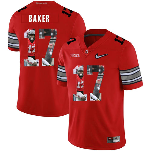 Ohio State Jerome Baker 17 Digital Art Red 1 Football Jersey