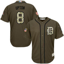 Load image into Gallery viewer, Tigers 8 Justin Upton Green Salute To Service Stitched Mlb Jersey