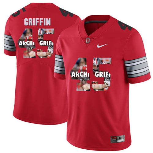 Ohio State Griffin 45 Digital Art Red Football Jersey