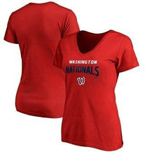 Load image into Gallery viewer, Washington Nationals  Women's Fade Out V-Neck T-Shirt - Red MLB Women T-shirt