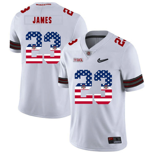 Ohio State Lebron James 23 American Flag White 1 Football Jersey