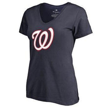 Load image into Gallery viewer, Washington Nationals Women's Secondary Color Primary Logo T-Shirt - Navy MLB Women T-shirt