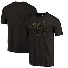 Load image into Gallery viewer, Washington Nationals  2019 Armed Forces Camo Prestige Tri-Blend T-Shirt - Heather Black MLB T-shirt