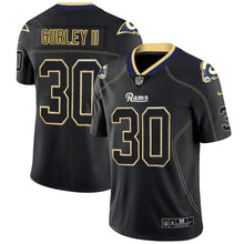 Load image into Gallery viewer, Rams #30 Gurley Iilights Out Black Color Rush Limited Jersey - NFL Jersey