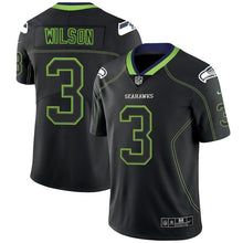 Load image into Gallery viewer, Seahawks #3 Wilsonlights Out Black Color Rush Limited Jersey - NFL Jersey
