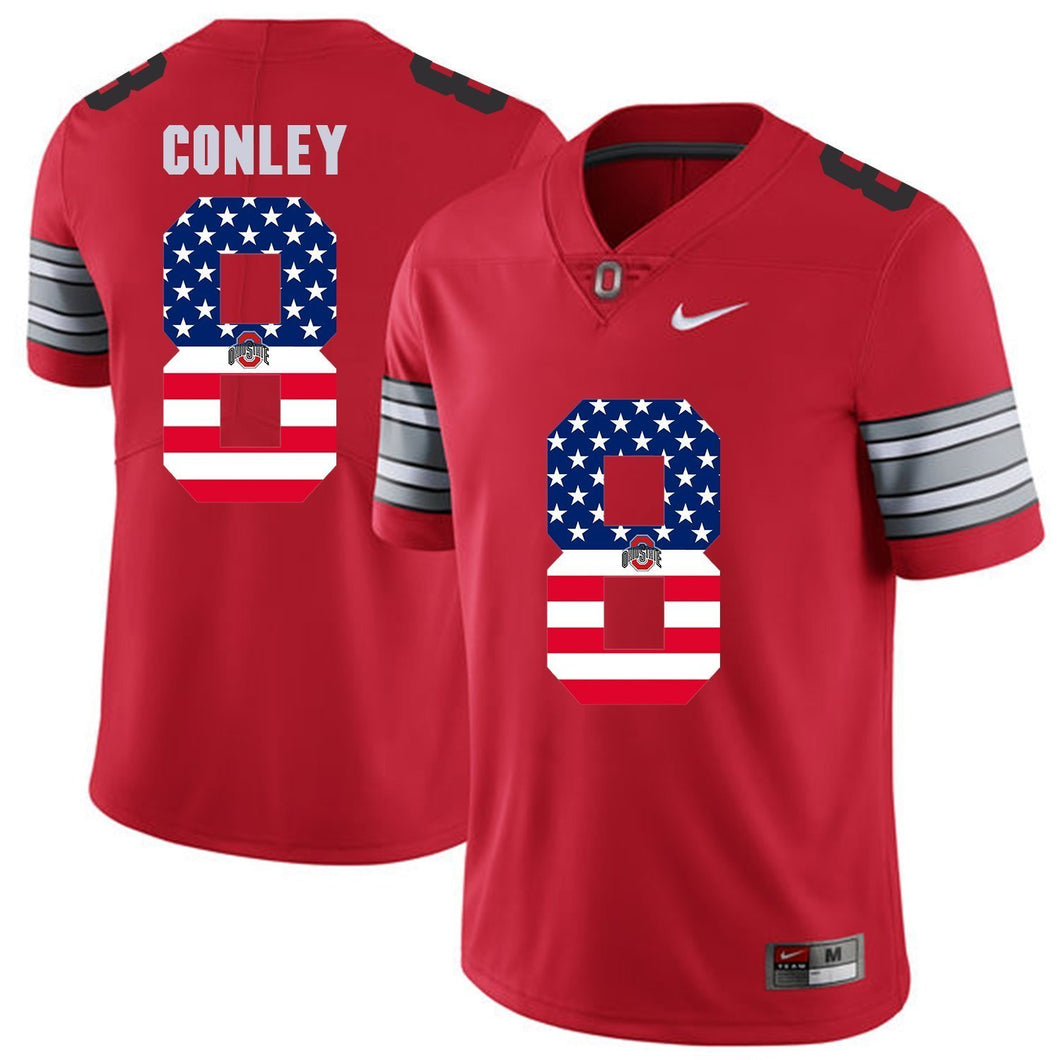 Ohio State Conley 8 Red American Flag Football Jersey