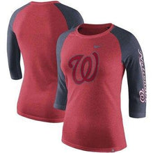 Load image into Gallery viewer, Washington Nationals  Women's Tri-Blend Three-Quarter-Sleeve Raglan T-Shirt - Heathered Red MLB Women T-shirt
