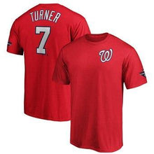 Load image into Gallery viewer, Trea Turner Washington Nationals Majestic 2019 World Series Champions Name &amp; Number T-Shirt - Red MLB T-shirt