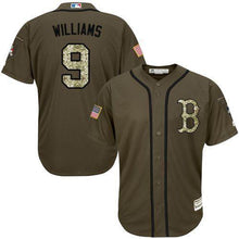 Load image into Gallery viewer, Red Sox 9 Ted Williams Green Salute To Service Stitched Mlb Jersey