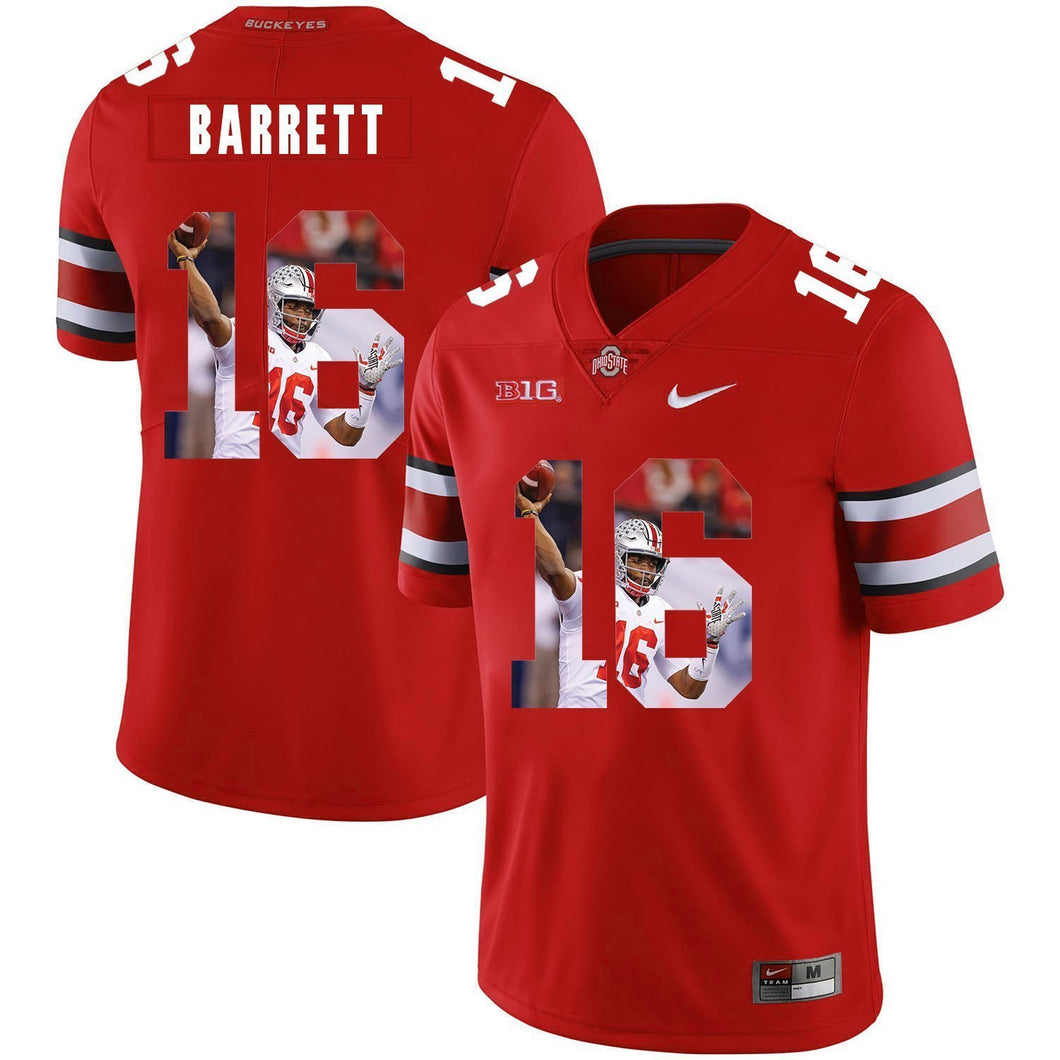 Ohio State J.T. Barrett 16 Digital Art Red 3 Football Jersey