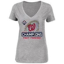 Load image into Gallery viewer, Washington Nationals  Women's 2019 World Series Champions Plus Size Locker Room V-Neck T-Shirt - Gray MLB Women T-shirt
