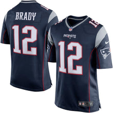 Load image into Gallery viewer, Tom Brady New England Patriots Game Jersey - Navy Blue/Silver